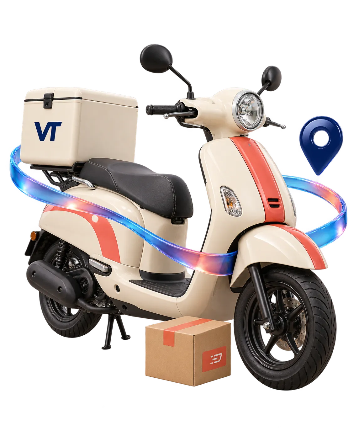 Coursier en scooter avec un colis : livraison partout en Thaïlande